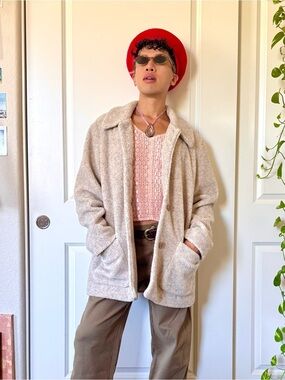 Vintage Cream Colored Fuzzy Coat